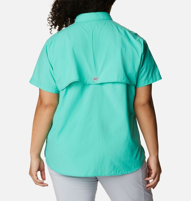 Women's Columbia PFG Bahama Short Sleeve Shirts Turquoise | Plus Size CA-G5086